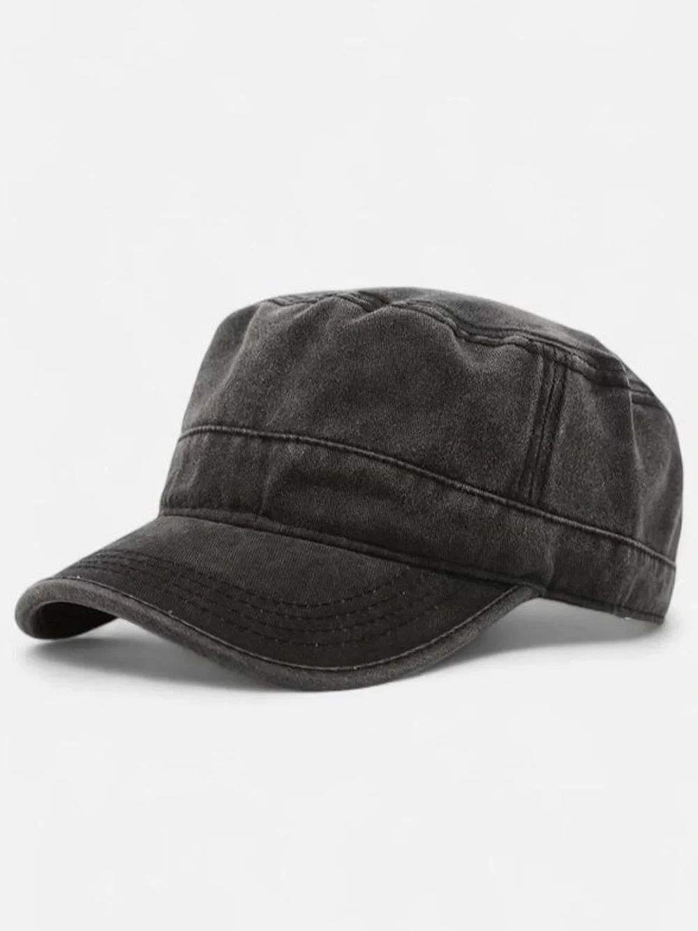 Y2K Charcoal Gray Cadet Hat with Adjustable Buckle